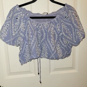 Lavender Embroidered Off Shoulder Blouse